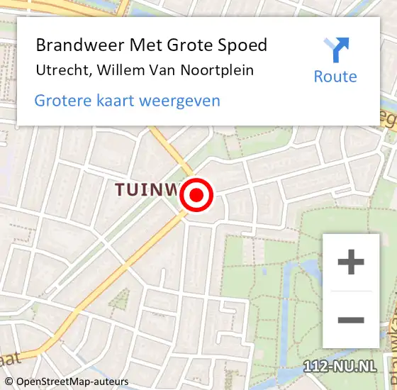 Locatie op kaart van de 112 melding: Brandweer Met Grote Spoed Naar Utrecht, Willem Van Noortplein op 25 juni 2020 10:35