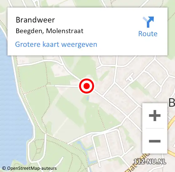 Locatie op kaart van de 112 melding: Brandweer Beegden, Molenstraat op 1 oktober 2013 13:45