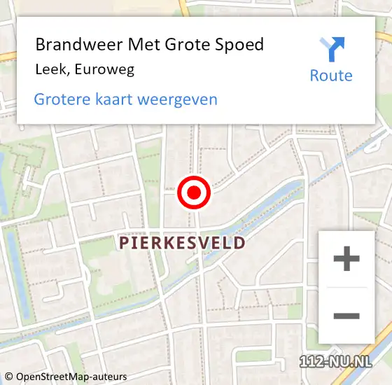 Locatie op kaart van de 112 melding: Brandweer Met Grote Spoed Naar Leek, Euroweg op 25 juni 2020 12:11