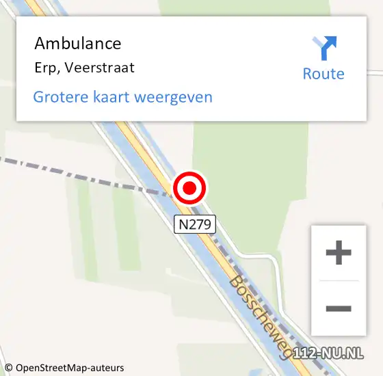 Locatie op kaart van de 112 melding: Ambulance Erp, Veerstraat op 25 juni 2020 12:29