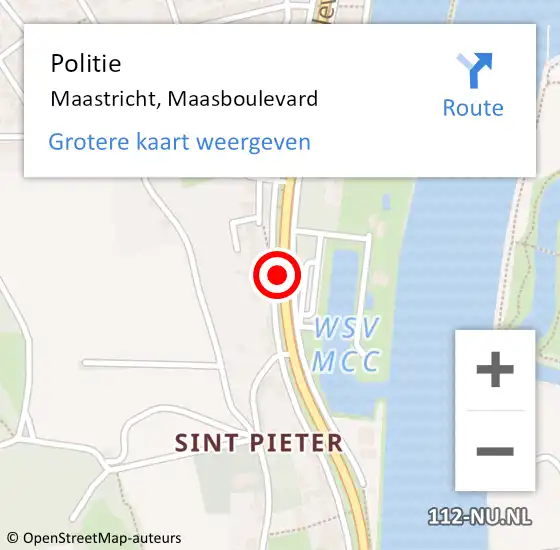 Locatie op kaart van de 112 melding: Politie Maastricht, Maasboulevard op 25 juni 2020 12:41