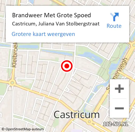 Locatie op kaart van de 112 melding: Brandweer Met Grote Spoed Naar Castricum, Juliana Van Stolbergstraat op 25 juni 2020 13:21