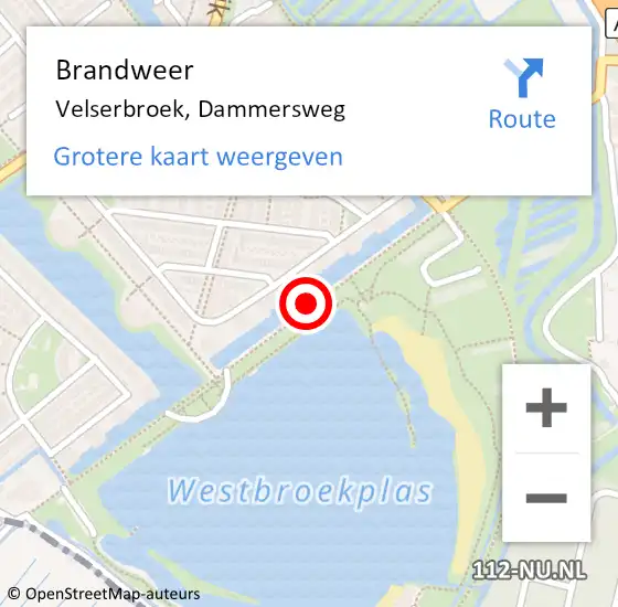 Locatie op kaart van de 112 melding: Brandweer Velserbroek, Dammersweg op 25 juni 2020 13:31