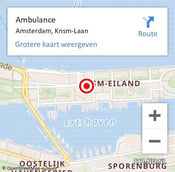 Locatie op kaart van de 112 melding: Ambulance Amsterdam, Knsm-Laan op 25 juni 2020 13:51