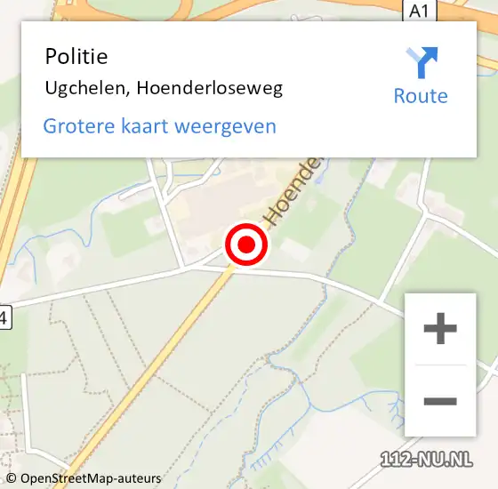 Locatie op kaart van de 112 melding: Politie Ugchelen, Hoenderloseweg op 25 juni 2020 14:02