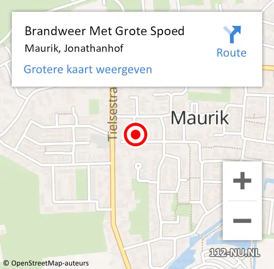 Locatie op kaart van de 112 melding: Brandweer Met Grote Spoed Naar Maurik, Jonathanhof op 25 juni 2020 14:51