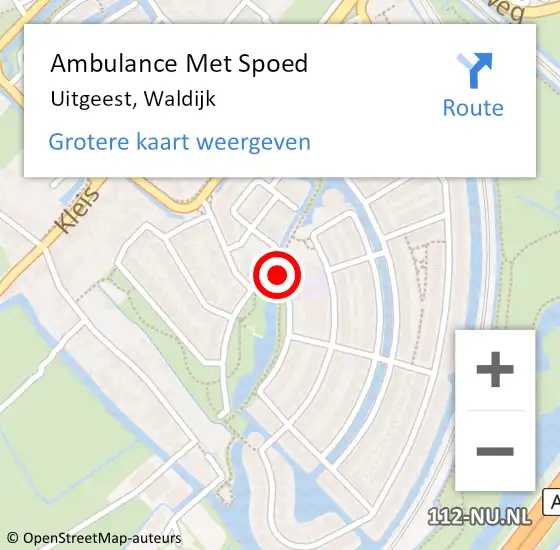 Locatie op kaart van de 112 melding: Ambulance Met Spoed Naar Uitgeest, Waldijk op 25 juni 2020 15:14