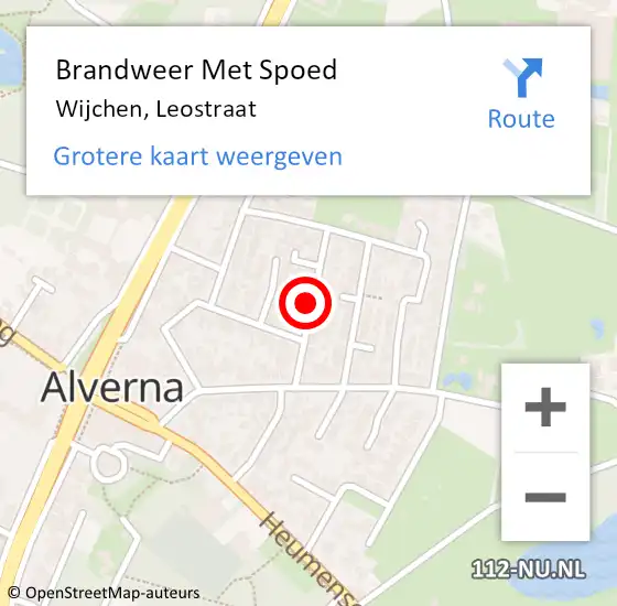 Locatie op kaart van de 112 melding: Brandweer Met Spoed Naar Wijchen, Leostraat op 25 juni 2020 15:56