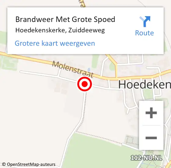 Locatie op kaart van de 112 melding: Brandweer Met Grote Spoed Naar Hoedekenskerke, Zuiddeeweg op 25 juni 2020 16:27