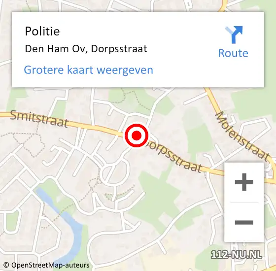 Locatie op kaart van de 112 melding: Politie Den Ham Ov, Dorpsstraat op 25 juni 2020 16:32