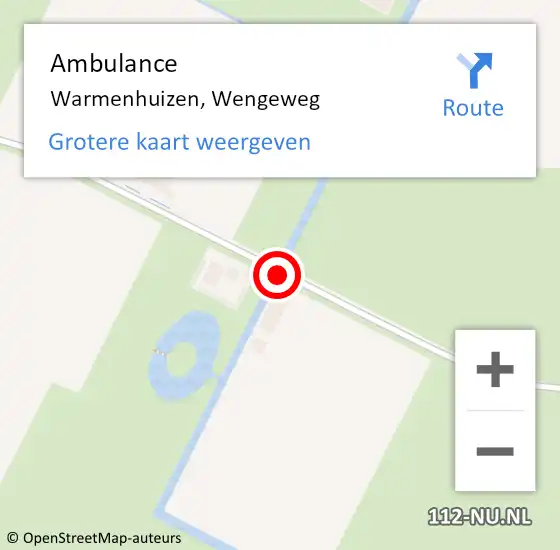 Locatie op kaart van de 112 melding: Ambulance Warmenhuizen, Wengeweg op 25 juni 2020 16:39
