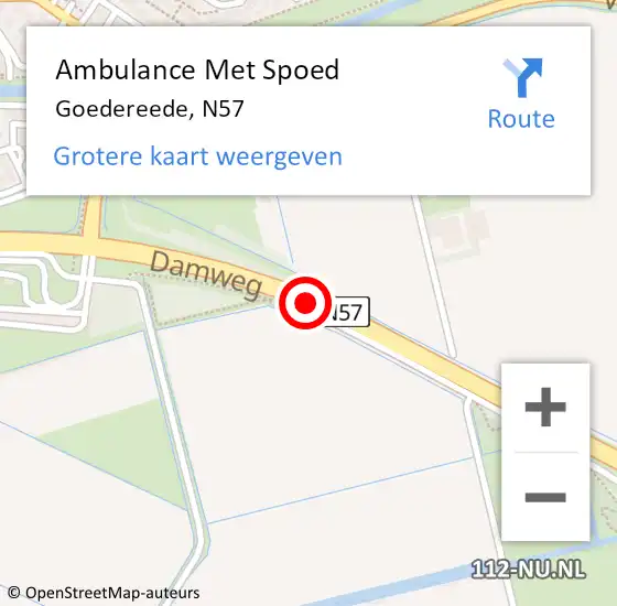 Locatie op kaart van de 112 melding: Ambulance Met Spoed Naar Goedereede, N57 op 25 juni 2020 16:44