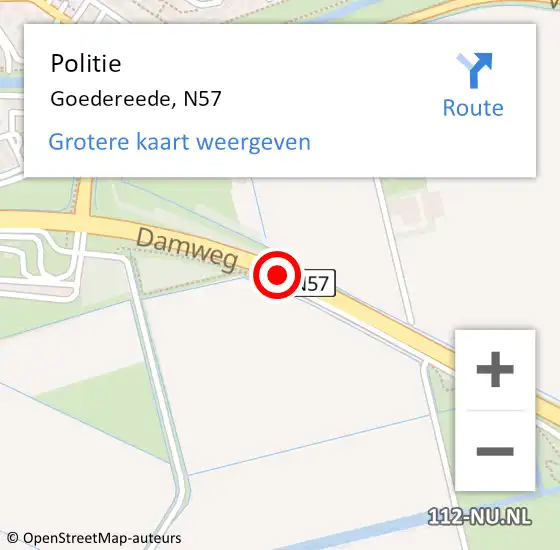 Locatie op kaart van de 112 melding: Politie Goedereede, N57 op 25 juni 2020 16:44
