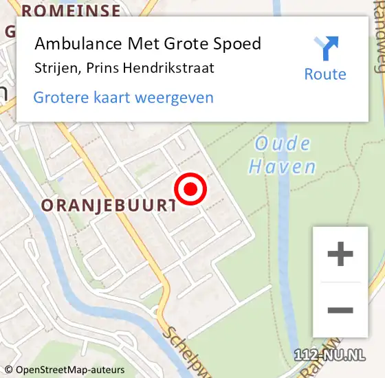 Locatie op kaart van de 112 melding: Ambulance Met Grote Spoed Naar Strijen, Groene Kruisstraat op 25 juni 2020 17:14