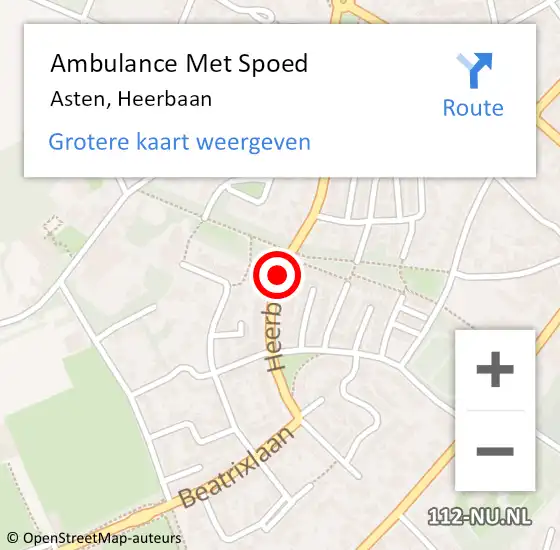 Locatie op kaart van de 112 melding: Ambulance Met Spoed Naar Asten, Heerbaan op 25 juni 2020 17:24