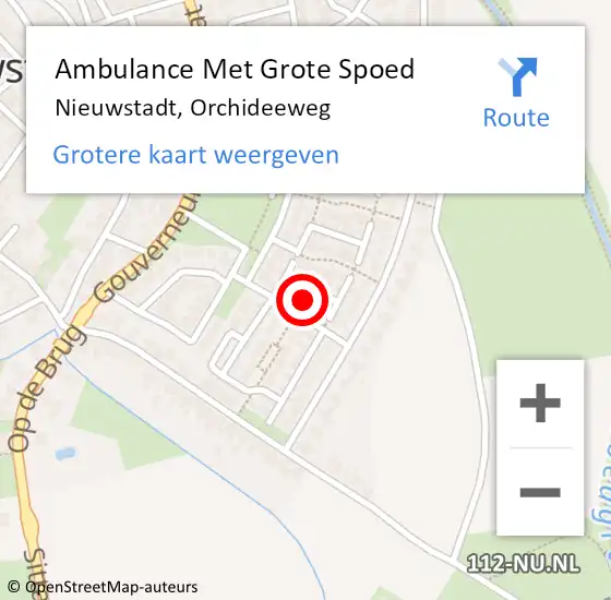 Locatie op kaart van de 112 melding: Ambulance Met Grote Spoed Naar Nieuwstadt, Orchideeweg op 10 mei 2014 16:35