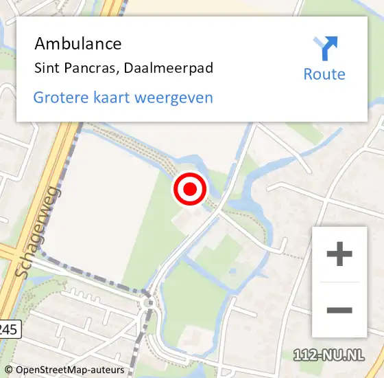 Locatie op kaart van de 112 melding: Ambulance Sint Pancras, Daalmeerpad op 25 juni 2020 19:07