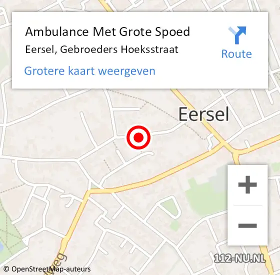 Locatie op kaart van de 112 melding: Ambulance Met Grote Spoed Naar Eersel, Gebroeders Hoeksstraat op 25 juni 2020 20:38