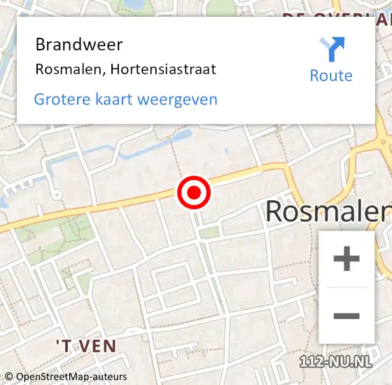 Locatie op kaart van de 112 melding: Brandweer Rosmalen, Hortensiastraat op 10 mei 2014 16:52