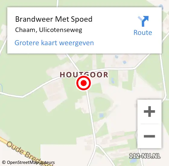 Locatie op kaart van de 112 melding: Brandweer Met Spoed Naar Chaam, Ulicotenseweg op 25 juni 2020 20:47