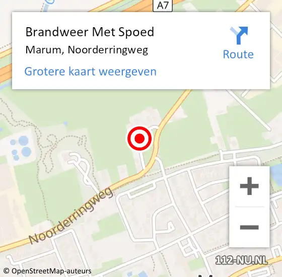 Locatie op kaart van de 112 melding: Brandweer Met Spoed Naar Marum, Noorderringweg op 25 juni 2020 21:41