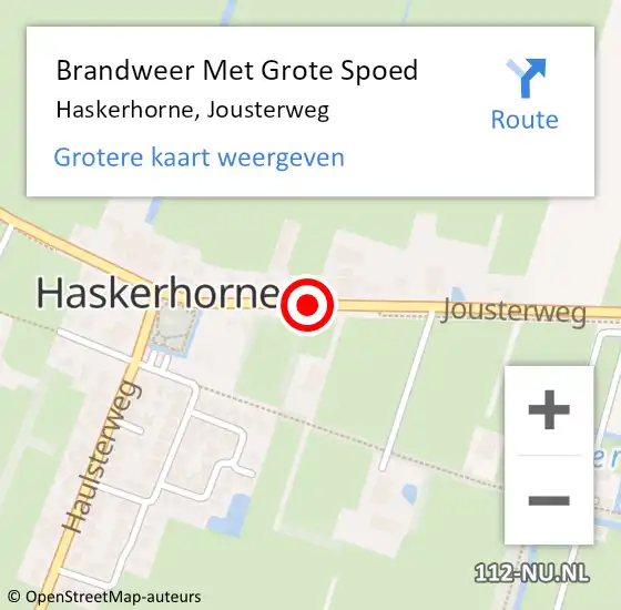 Locatie op kaart van de 112 melding: Brandweer Met Grote Spoed Naar Haskerhorne, Jousterweg op 25 juni 2020 22:04