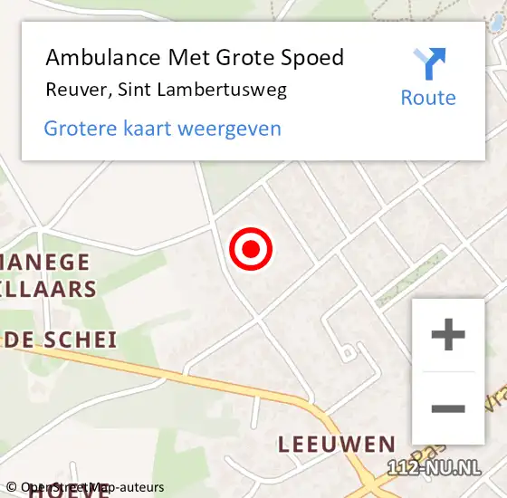 Locatie op kaart van de 112 melding: Ambulance Met Grote Spoed Naar Reuver, Sint Lambertusweg op 25 juni 2020 22:34