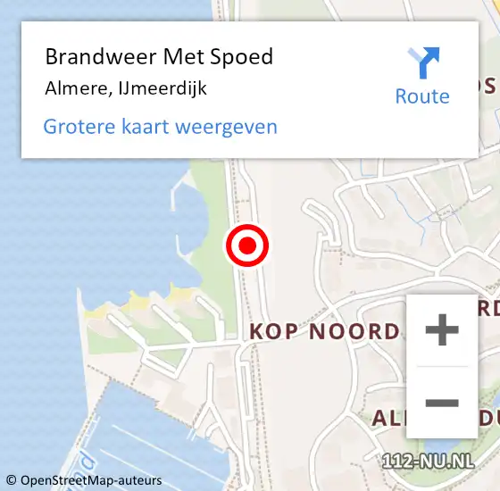 Locatie op kaart van de 112 melding: Brandweer Met Spoed Naar Almere, IJmeerdijk op 25 juni 2020 23:04