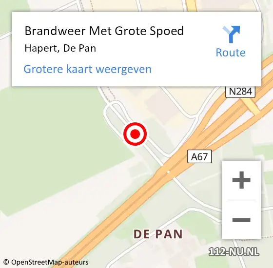 Locatie op kaart van de 112 melding: Brandweer Met Grote Spoed Naar Hapert, De Pan op 25 juni 2020 23:12