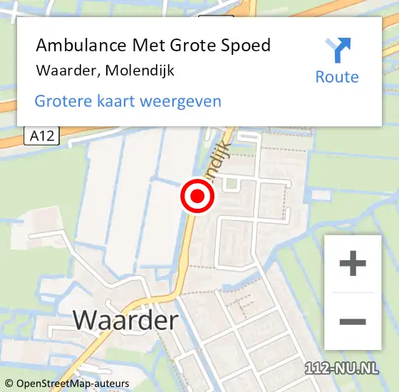 Locatie op kaart van de 112 melding: Ambulance Met Grote Spoed Naar Waarder, Molendijk op 26 juni 2020 00:55