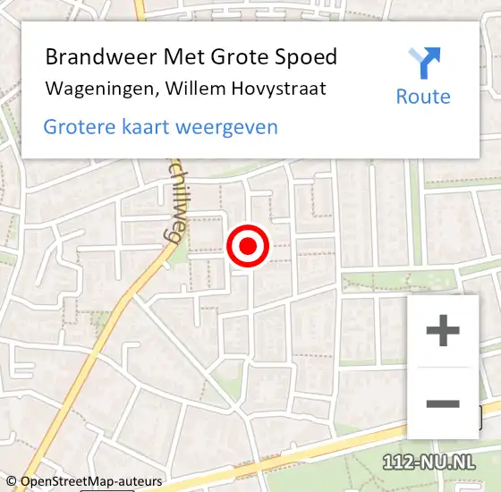 Locatie op kaart van de 112 melding: Brandweer Met Grote Spoed Naar Wageningen, Willem Hovystraat op 26 juni 2020 09:17