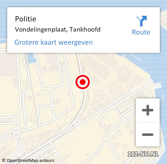 Locatie op kaart van de 112 melding: Politie Vondelingenplaat, Tankhoofd op 26 juni 2020 09:23