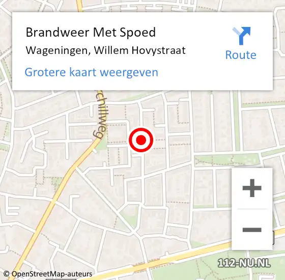 Locatie op kaart van de 112 melding: Brandweer Met Spoed Naar Wageningen, Willem Hovystraat op 26 juni 2020 09:37