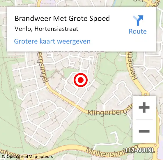 Locatie op kaart van de 112 melding: Brandweer Met Grote Spoed Naar Venlo, Hortensiastraat op 26 juni 2020 09:52