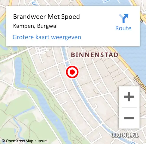 Locatie op kaart van de 112 melding: Brandweer Met Spoed Naar Kampen, Burgwal op 26 juni 2020 10:11