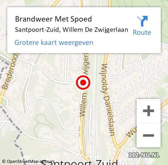 Locatie op kaart van de 112 melding: Brandweer Met Spoed Naar Santpoort-Zuid, Willem De Zwijgerlaan op 26 juni 2020 10:58