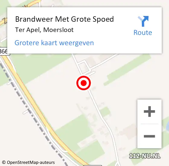 Locatie op kaart van de 112 melding: Brandweer Met Grote Spoed Naar Ter Apel, Moersloot op 1 oktober 2013 13:59