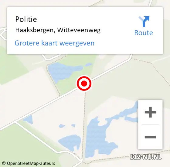 Locatie op kaart van de 112 melding: Politie Haaksbergen, Witteveenweg op 26 juni 2020 12:07