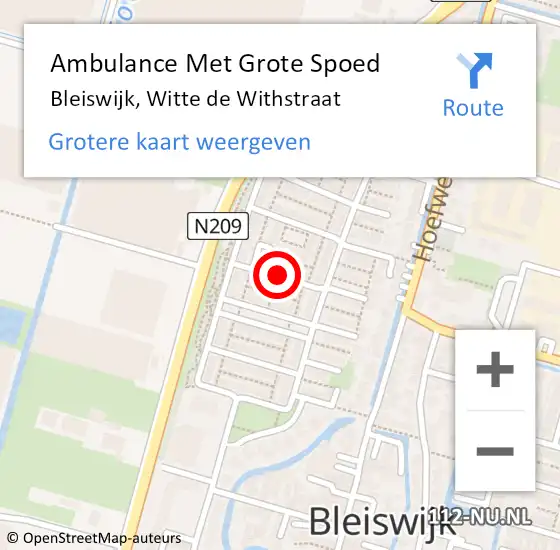 Locatie op kaart van de 112 melding: Ambulance Met Grote Spoed Naar Bleiswijk, Witte de Withstraat op 26 juni 2020 12:36