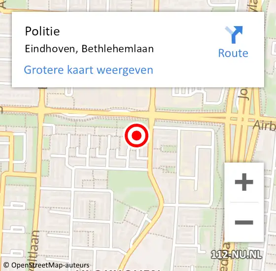 Locatie op kaart van de 112 melding: Politie Eindhoven, Bethlehemlaan op 26 juni 2020 12:43