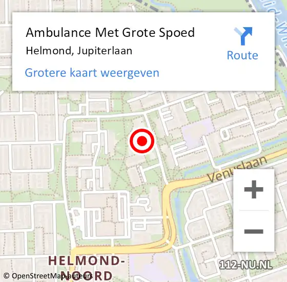 Locatie op kaart van de 112 melding: Ambulance Met Grote Spoed Naar Helmond, Jupiterlaan op 26 juni 2020 12:52