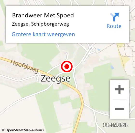 Locatie op kaart van de 112 melding: Brandweer Met Spoed Naar Zeegse, Schipborgerweg op 10 mei 2014 18:44