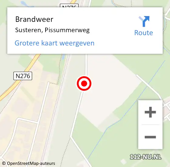 Locatie op kaart van de 112 melding: Brandweer Susteren, Pissummerweg op 26 juni 2020 13:29