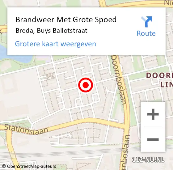 Locatie op kaart van de 112 melding: Brandweer Met Grote Spoed Naar Breda, Buys Ballotstraat op 26 juni 2020 13:31