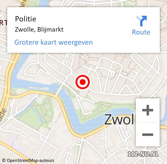 Locatie op kaart van de 112 melding: Politie Zwolle, Blijmarkt op 26 juni 2020 13:37