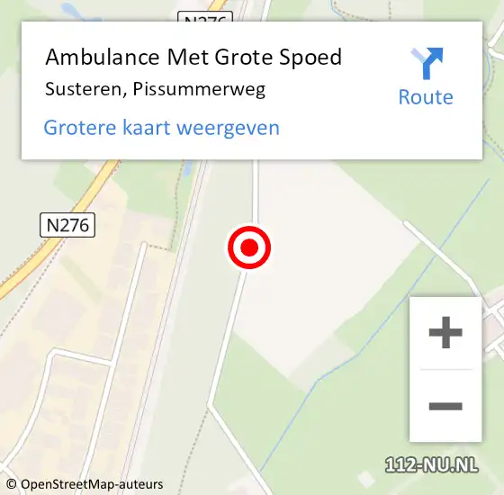 Locatie op kaart van de 112 melding: Ambulance Met Grote Spoed Naar Susteren, Pissummerweg op 26 juni 2020 13:49