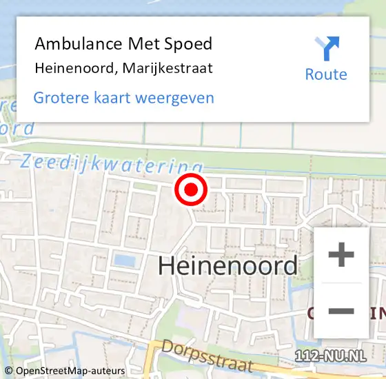 Locatie op kaart van de 112 melding: Ambulance Met Spoed Naar Heinenoord, Marijkestraat op 26 juni 2020 13:58
