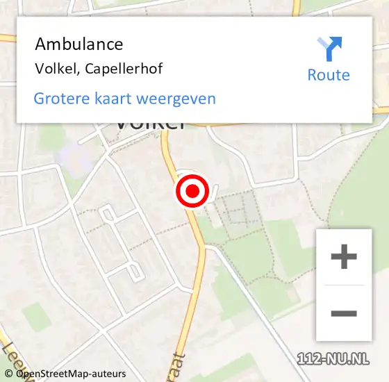 Locatie op kaart van de 112 melding: Ambulance Volkel, Capellerhof op 26 juni 2020 13:59