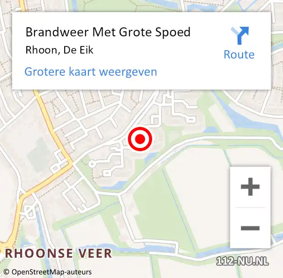 Locatie op kaart van de 112 melding: Brandweer Met Grote Spoed Naar Rhoon, De Eik op 26 juni 2020 14:07