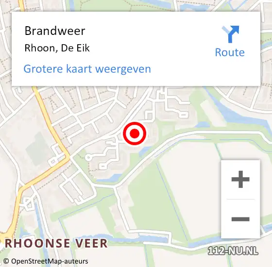 Locatie op kaart van de 112 melding: Brandweer Rhoon, De Eik op 26 juni 2020 14:10